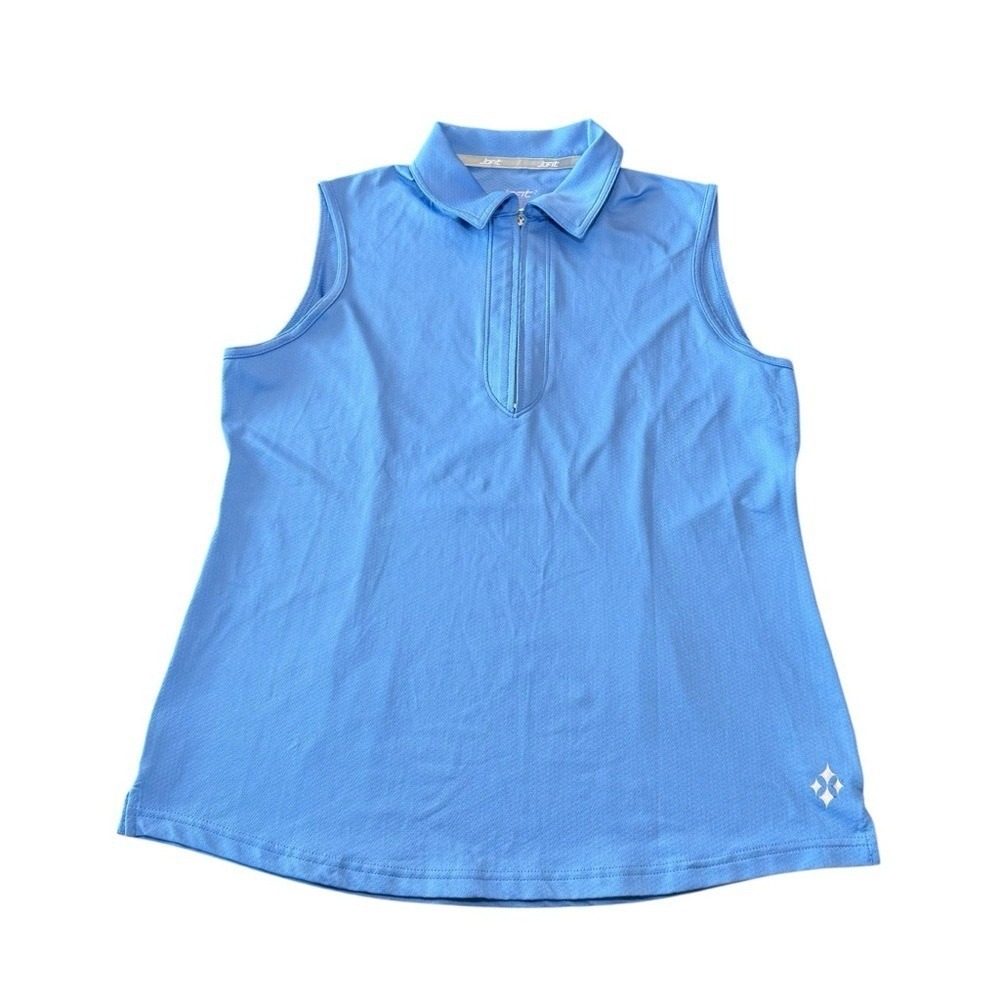 Jofit Womens Sleeveless Golf Polo Shirt Blue Quarter‎ Zip Athletic Top Size L